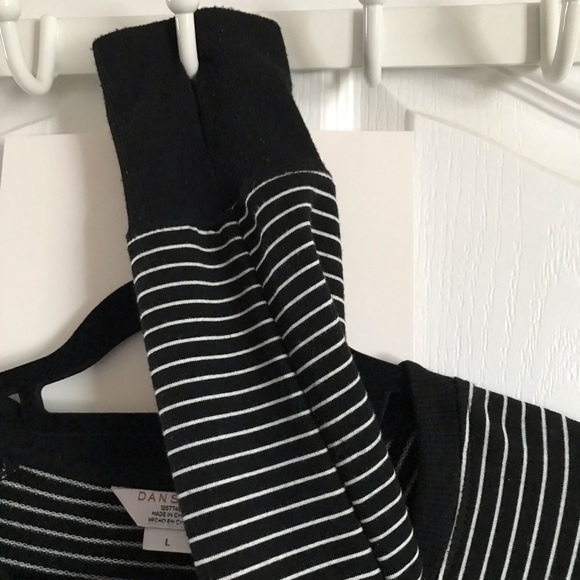 Danskin Black/white Striped Crew Neck Pullover - Picture 2 of 6